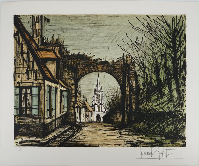 Bernard Buffet (1928-1999) - Montfort L'Amaury, vue sur l'église