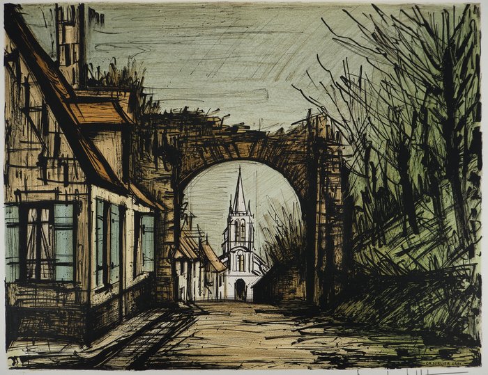 Bernard Buffet (1928-1999) - Montfort L'Amaury, vue sur l'église