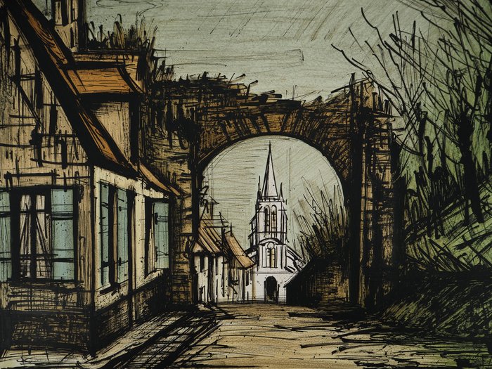 Bernard Buffet (1928-1999) - Montfort L'Amaury, vue sur l'église