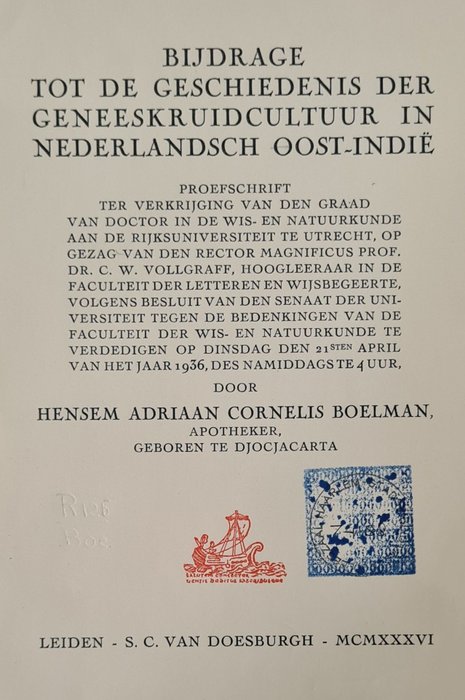 Frederik Willem van Eeden. C A HAcker, H A C Boelman, M Treub - Nederlands- Indië; Schoolflora + Houtsoorten + Geneeskruidcultuur + Parasitisme en infectie - 1889