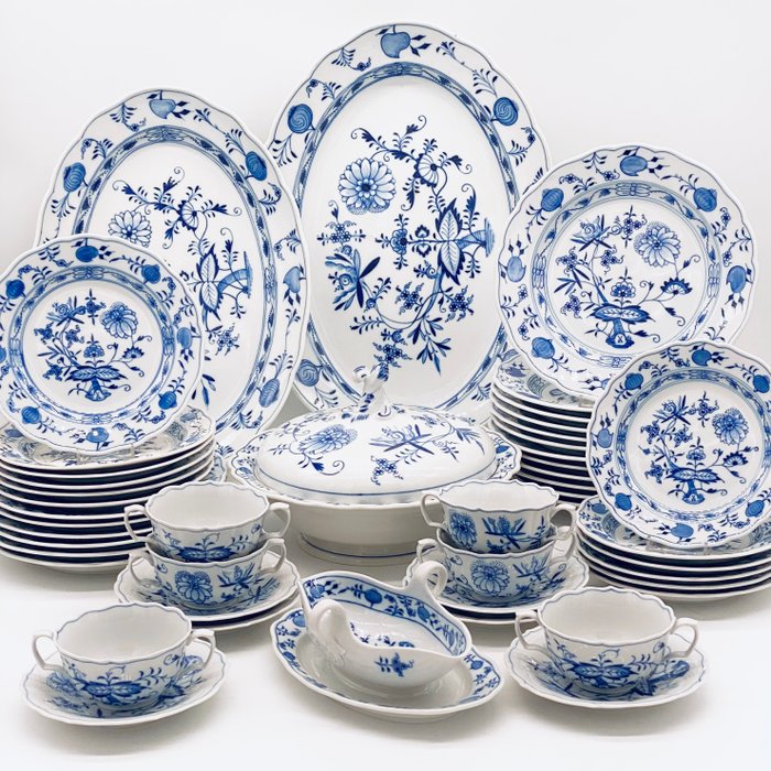 Meissen - Middagssæt (46) - Blaues Zwiebelmuster - Porcelæn