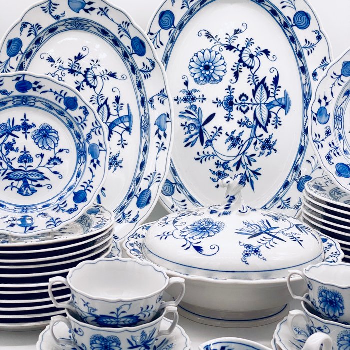 Meissen - Middagssæt (46) - Blaues Zwiebelmuster - Porcelæn