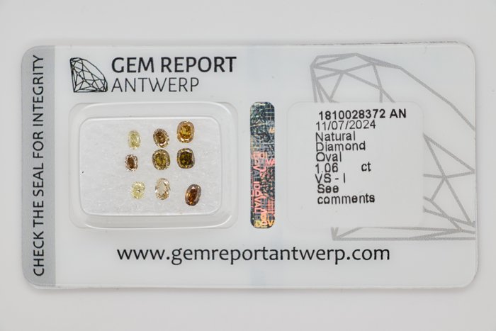 Ingen mindstepris - 9 pcs Diamant  (Naturfarvet)  - 106 ct - Oval Blandede farver - I3 VS1 - Gem Report Antwerp (GRA)