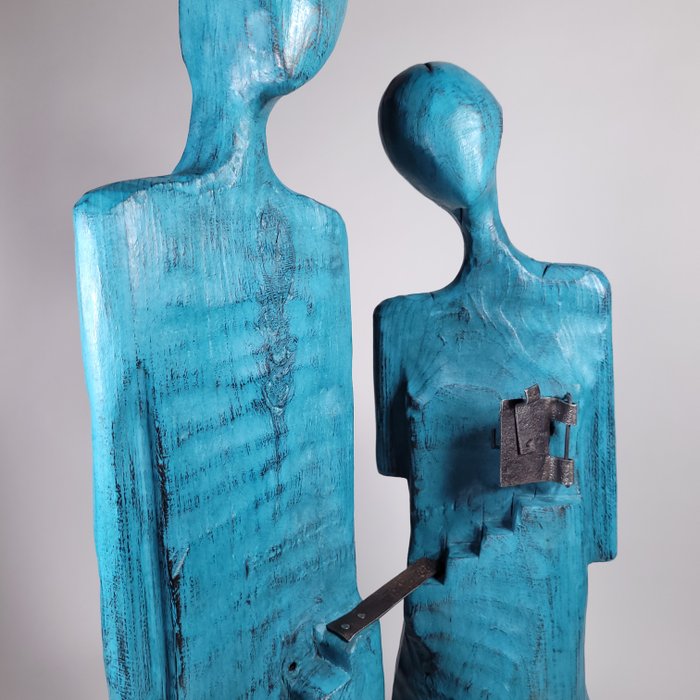 Karol Dusza (XX-XXI) - I will find the way to your heart (Wooden sculpture - 78 cm)