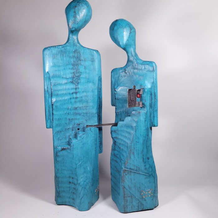 Karol Dusza (XX-XXI) - I will find the way to your heart (Wooden sculpture - 78 cm)