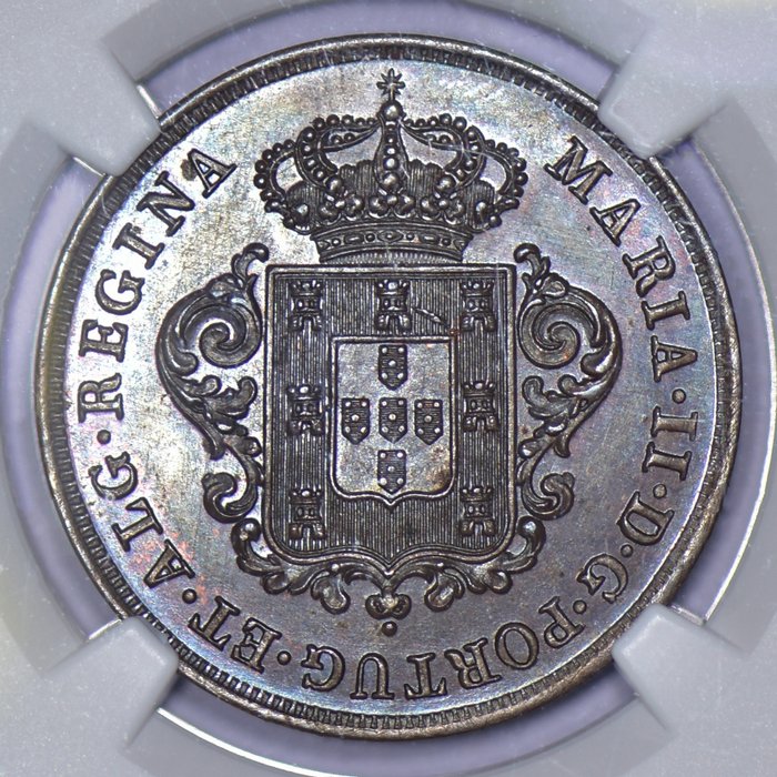 Madeira Øerne Portugal D Maria II (1834-1853) V Reis 1850 - NGC - MS 64 - Muito Rara