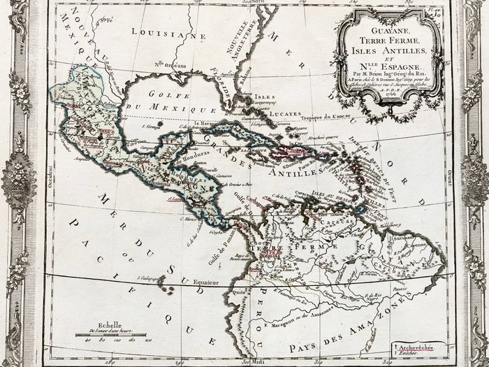 Amérique centrale - Mexique, Caraïbes, Amérique du Sud, Mexique, Costa Rica; Louis-Charles DESNOS - Guyane, Terre ferme, Isles Antilles et Nouvelle Espagne - 1781-1800