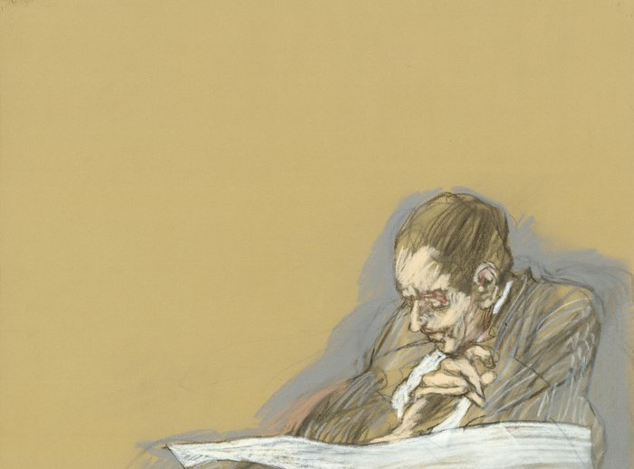 Claude Weisbuch (1927-2014) - Personnage à la lecture, dessin original au crayon et fusain - Certificat d'authenticité inclus