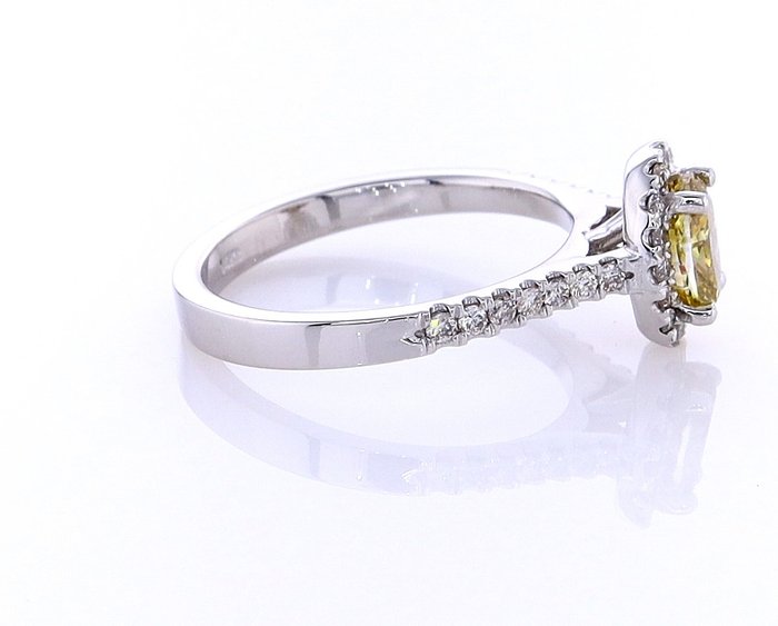 Ring - 14 karat Hvidguld -  0.94ct. tw. Diamant (Naturfarvet) - Diamant