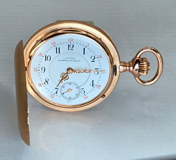 Julius Assmann Glashütte Sa - 14K Savonette - Gehäusegravur - Uhr Nr 15564 - Tyskland omkring 1890