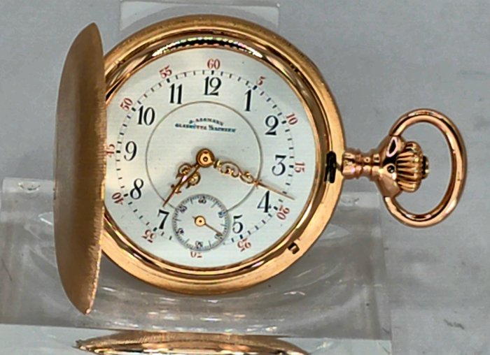 Julius Assmann Glashütte Sa - 14K Savonette - Gehäusegravur - Uhr Nr 15564 - Tyskland omkring 1890