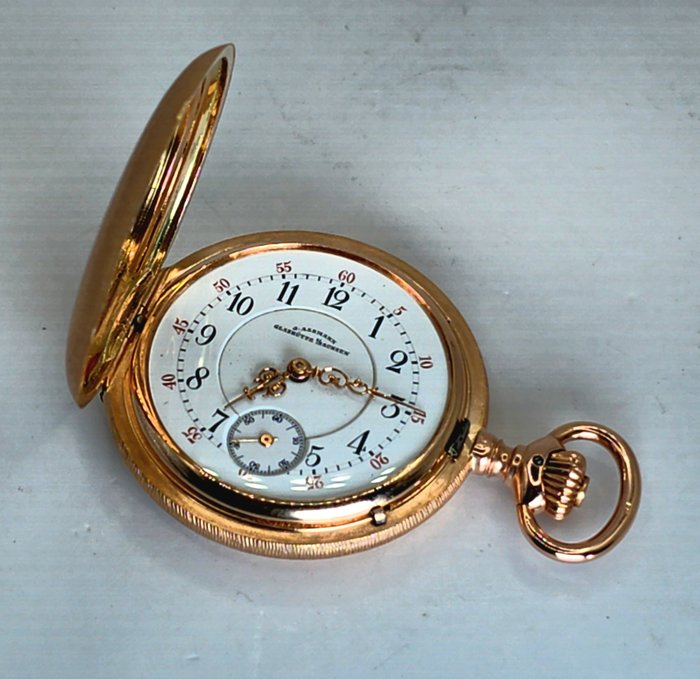 Julius Assmann Glashütte Sa - 14K Savonette - Gehäusegravur - Uhr Nr 15564 - Tyskland omkring 1890