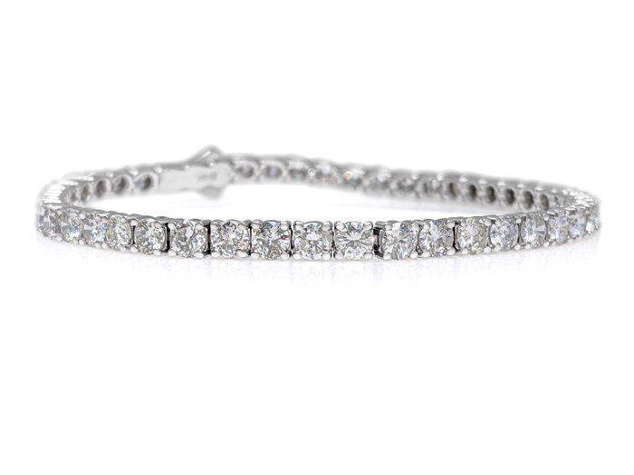 Armbånd - 14 karat Hvidguld -  8.00ct. tw. Diamant (Natur) - GCI