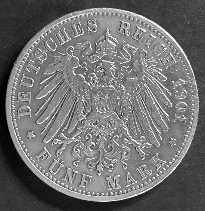 Tyskland, Bayern. Otto - König von Bayern. 5 Mark 1901  (Ingen mindstepris)