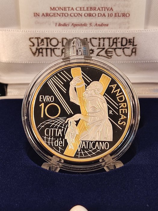 Vatikanstaten. 10 Euro 2022 "Santo Andrea" Proof colorata con oro  (Ingen mindstepris)