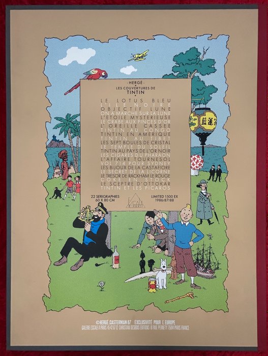 Kuifje - Tintin - opbergdoos voor de zeefdrukken van de covers - 1 Opbevaringskasse - Begrænset udgave/1987