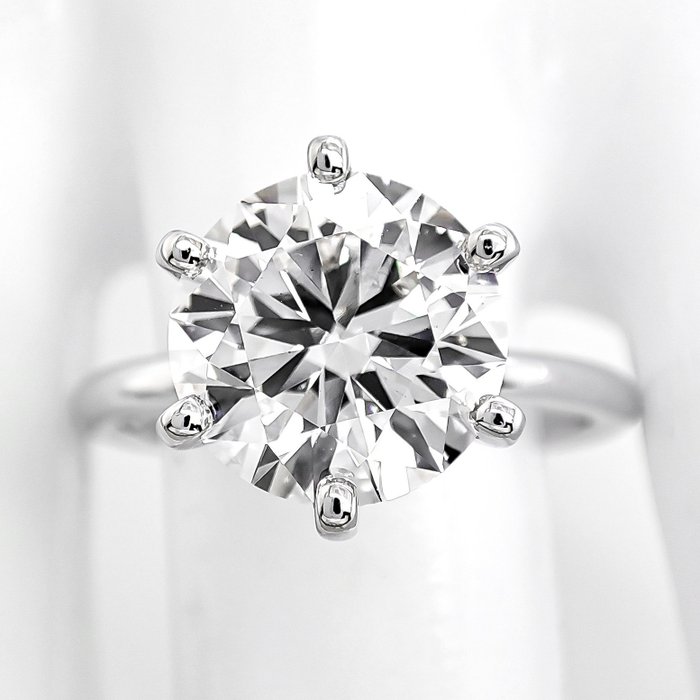 Ring - 14 karat Hvidguld -  3.63ct. tw. Diamant (Laboratoriedyrket) - F/VS1