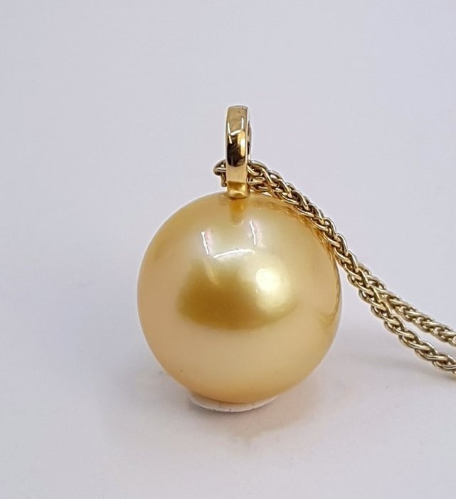 Vedhæng - 14 karat Gulguld - 11x12mm South Sea Pearl