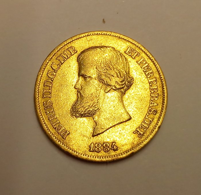 Brasilien Pedro II 1831-1889 10000 Reis Gold 1884