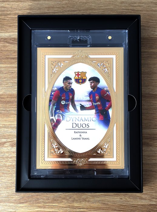 2023/24 Futera 23KT Gold Frame Raphinha  Lamine Yamal 1/1 One of One Dynamic Duos - Rookie - 1 Card - Næsten så god som ny (NM)