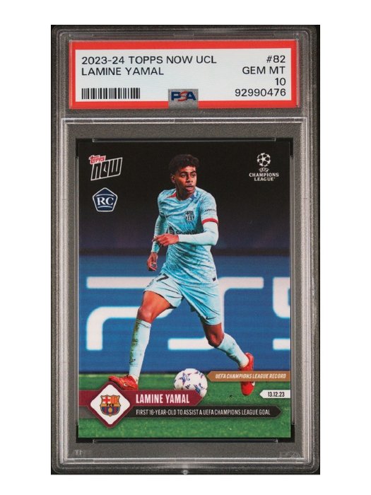 2023/24 - Topps - Now UCL - Lamine Yamal - #82 Rookie Card First 16-year-old to assist a UEFA Champions League Goal - 1 Graded card - PSA 10