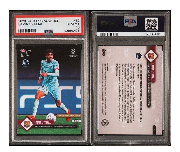 2023/24 - Topps - Now UCL - Lamine Yamal - #82 Rookie Card First 16-year-old to assist a UEFA Champions League Goal - 1 Graded card - PSA 10