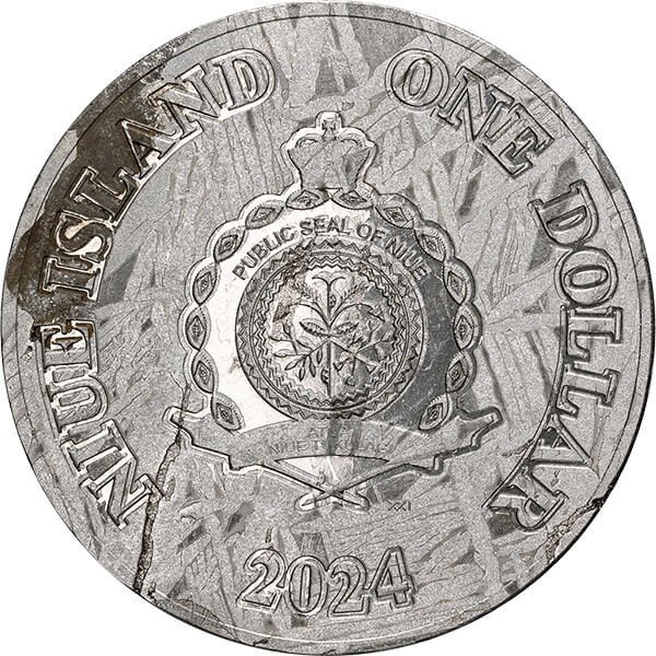 Niue. 5 Dollars 2024 Koi Fish Meteorite Coin Aletai, 1 Oz (.999) Proof-like