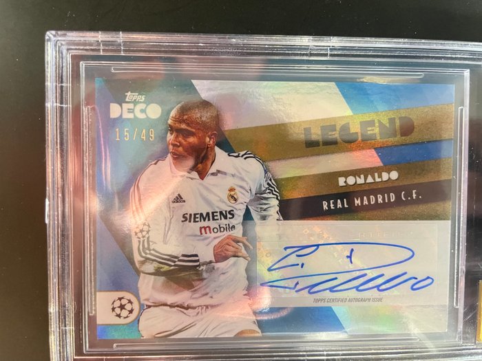 2022/23 Topps Deco UEFA Ronaldo Legends Blue/49 - Error Autograph Cristiano Ronaldo - Beckett 9 - Auto 10 - 1 Graded card