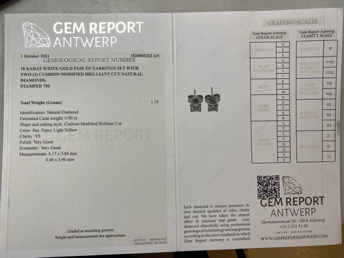 Ørestikkere - 18 kraat Gulguld Gul Diamant (Naturfarvet)