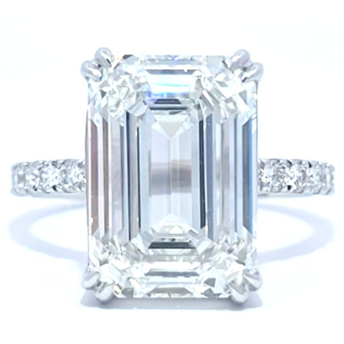 Ring - 18 kraat Hvidguld -  9.29ct. tw. Diamant (Laboratoriedyrket) - Diamant - Sjælden størrelse Emerald Cut