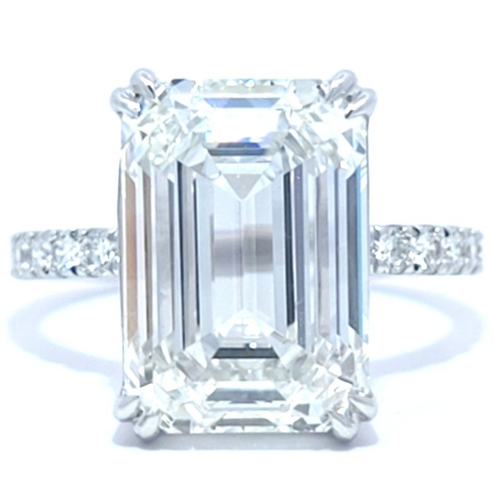 Ring - 18 kraat Hvidguld -  9.29ct. tw. Diamant (Laboratoriedyrket) - Diamant - Sjælden størrelse Emerald Cut