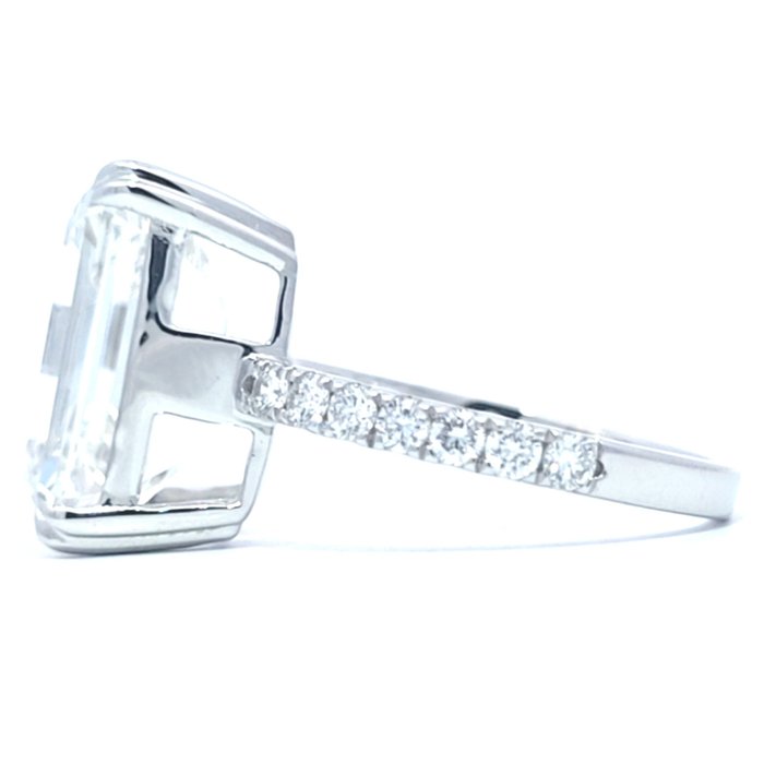 Ring - 18 kraat Hvidguld -  9.29ct. tw. Diamant (Laboratoriedyrket) - Diamant - Sjælden størrelse Emerald Cut