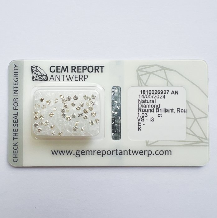 Ingen mindstepris - 48 pcs Diamant  (Natur)  - 103 ct - Rund - E K - I3 VS1 - Gem Report Antwerp (GRA)