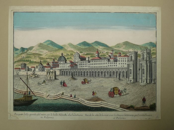 Italien - Sicilien / Palermo; Giuseppe Remondini - Prospetto della sponda del mare con le belle Fabriche chel'adornano in Palermo - 1781-1800