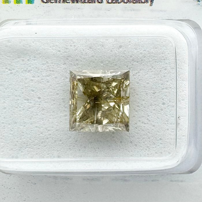 Ingen mindstepris - 1 pcs Diamant  (Naturfarvet)  - 2.35 ct - Kvadrat - Fancy, Fancy deep Grå - SI2 - Gemewizard Gemological Laboratory (GWLab)