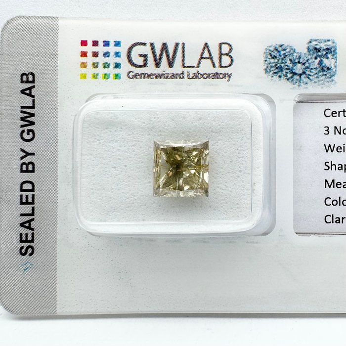 Ingen mindstepris - 1 pcs Diamant  (Naturfarvet)  - 2.35 ct - Kvadrat - Fancy, Fancy deep Grå - SI2 - Gemewizard Gemological Laboratory (GWLab)