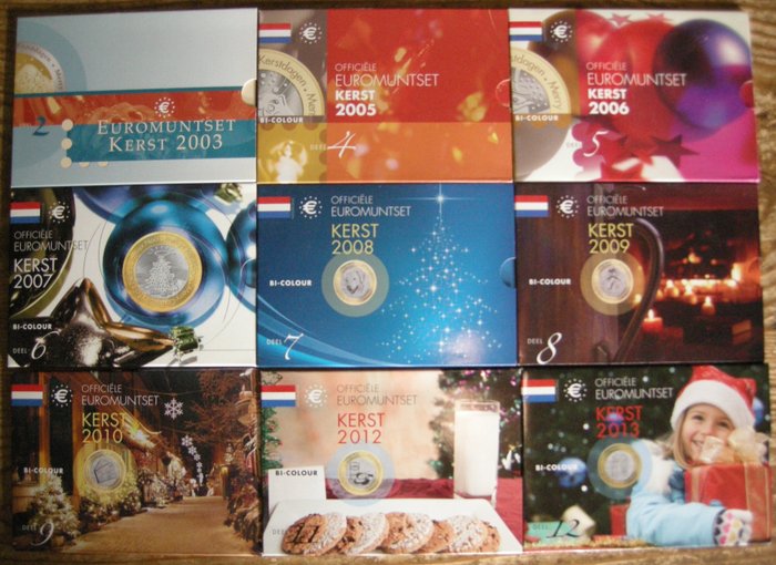 Holland Year Set (FDC) 2003/2013 "Kerst" (9 verschillende)  (Ingen mindstepris)