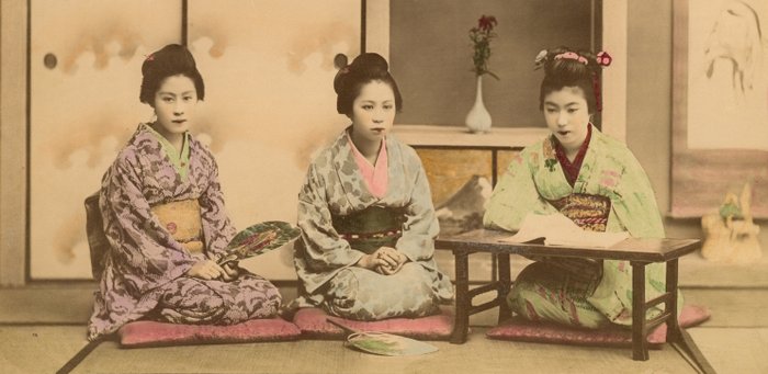 Kusakabe Kimbei, Farsari et divers Yokohama School - "Girls writing"