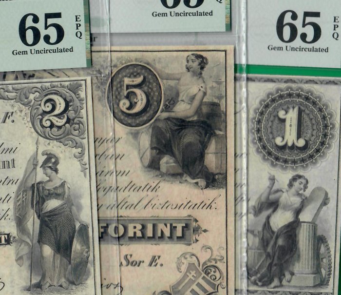 Ungarn - Complete ND(1852) Philadelphia "Penzjegy" issue - Pick S141r1 S142r1  S143r1  (Ingen mindstepris)