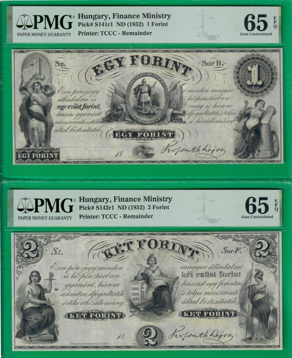 Ungarn - Complete ND(1852) Philadelphia "Penzjegy" issue - Pick S141r1 S142r1  S143r1  (Ingen mindstepris)