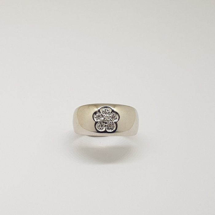 Ring - 18 kraat Hvidguld -  0.16ct. tw. Diamant (Natur)