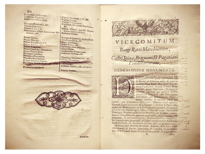 Sitoni Di Scozia Giovanni - Vicecomitum Burgi Ratti Marchionum Castri Spinae, Brignani et Pagatiani feudatariorum genealogica - 1714