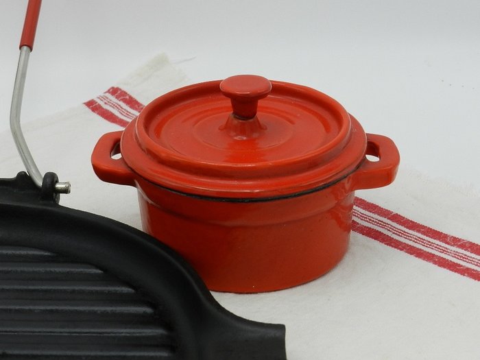 Le Creuset een grillpan en een minicocotte beide van gietijzer - Pande - Støbejern