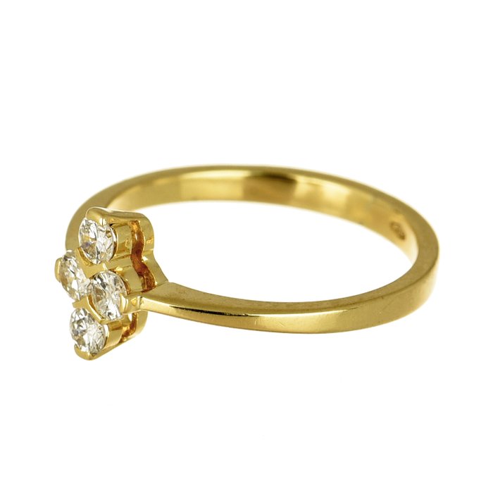 Ring - 18 kraat Gulguld Diamant (Natur)