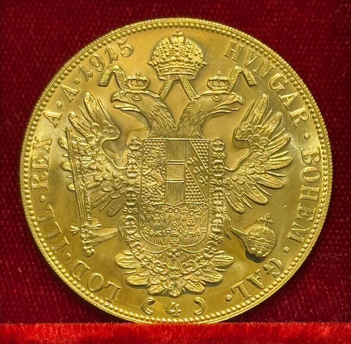 13,96 grams - Guld 980 - 4 Ducat Austria 1915 - 986‰