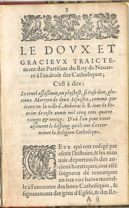 Robert Nivelle - Le Doux et Gracieux Traictement des Partisans du Roy de Navarre - 1593