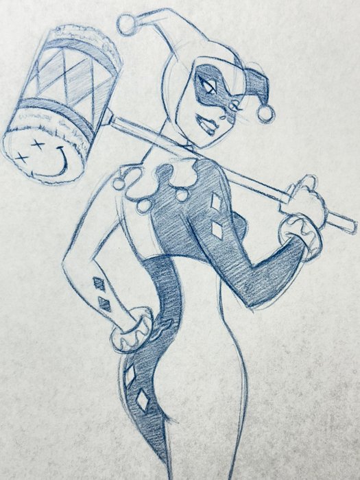 Batman - 1 Koncepttegning af Harley Quinn "Mallet" af Batman Animator, lavet af Todd Aaron Smith (certificeret)