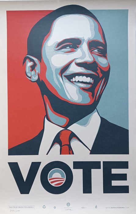 Shepard Fairey (OBEY) (1970) - Vote Obama - Presidential Campaign - 2008 - Official Screenprint Numbered