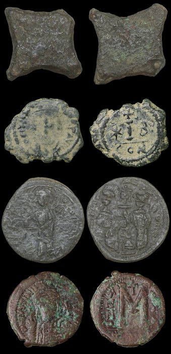 Byzantinske rige Lot of 3 Coins and a weight Included: Maurice Tiberius Justinian I Constantine X Ducas and Eudocia  (Ingen mindstepris)