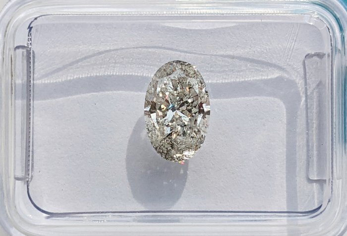 Ingen mindstepris - 1 pcs Diamant  (Natur)  - 1.00 ct - Oval - I - I1 - International Gemological Institute (IGI)